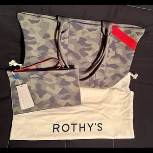 Rothy’s Sage Camo Tote and Essential Pouch